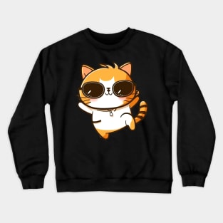 Cute ginger cat wearing sunglasses Crewneck Sweatshirt